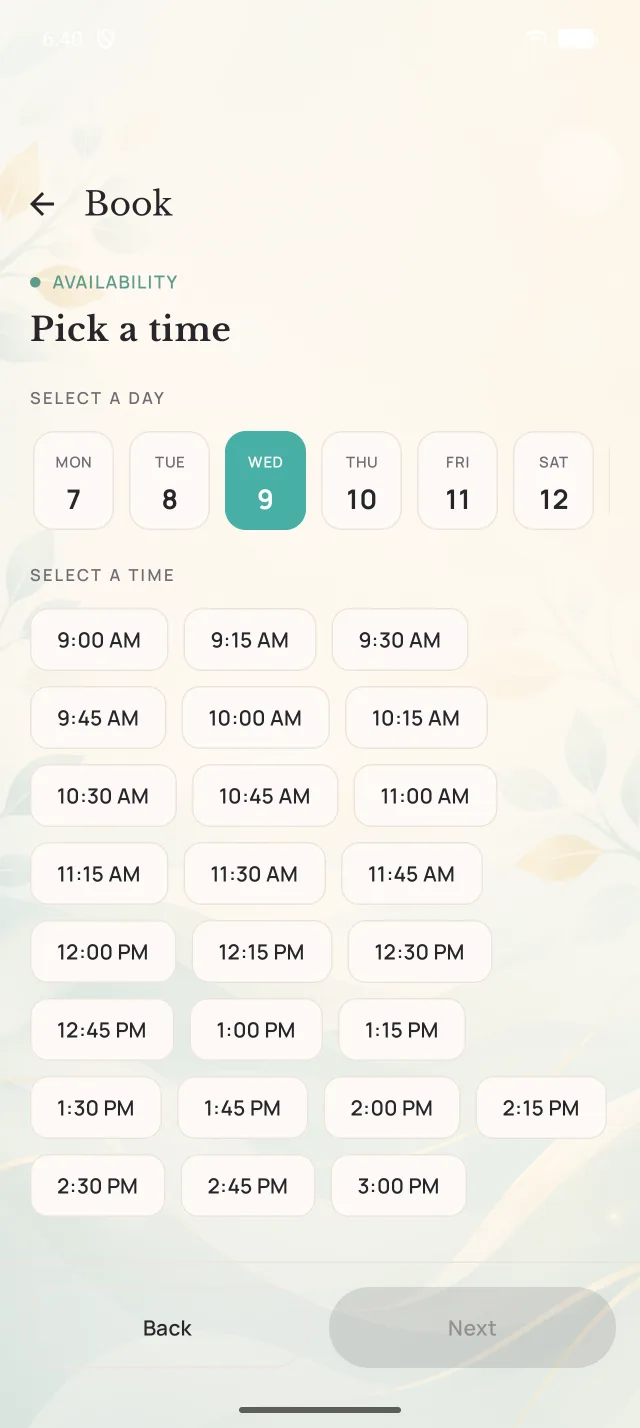 Moon Valley Med Spa app: Live availability